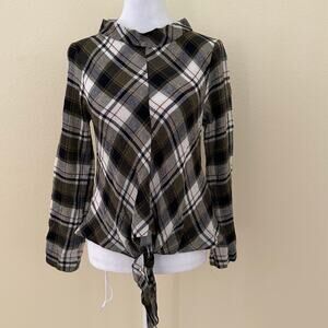 Zara Basic Collection Women Multicolor Long Sleeves Tie Front Blouse Size S- NWT